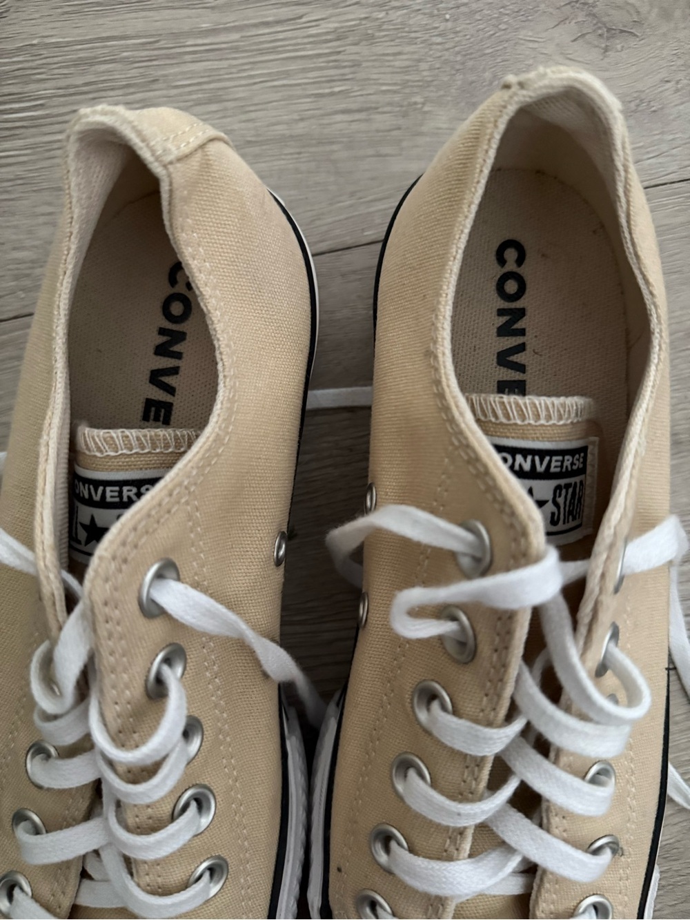 Converse Beige Low Top Platform Canvas Sneakers - Picture 3 of 5